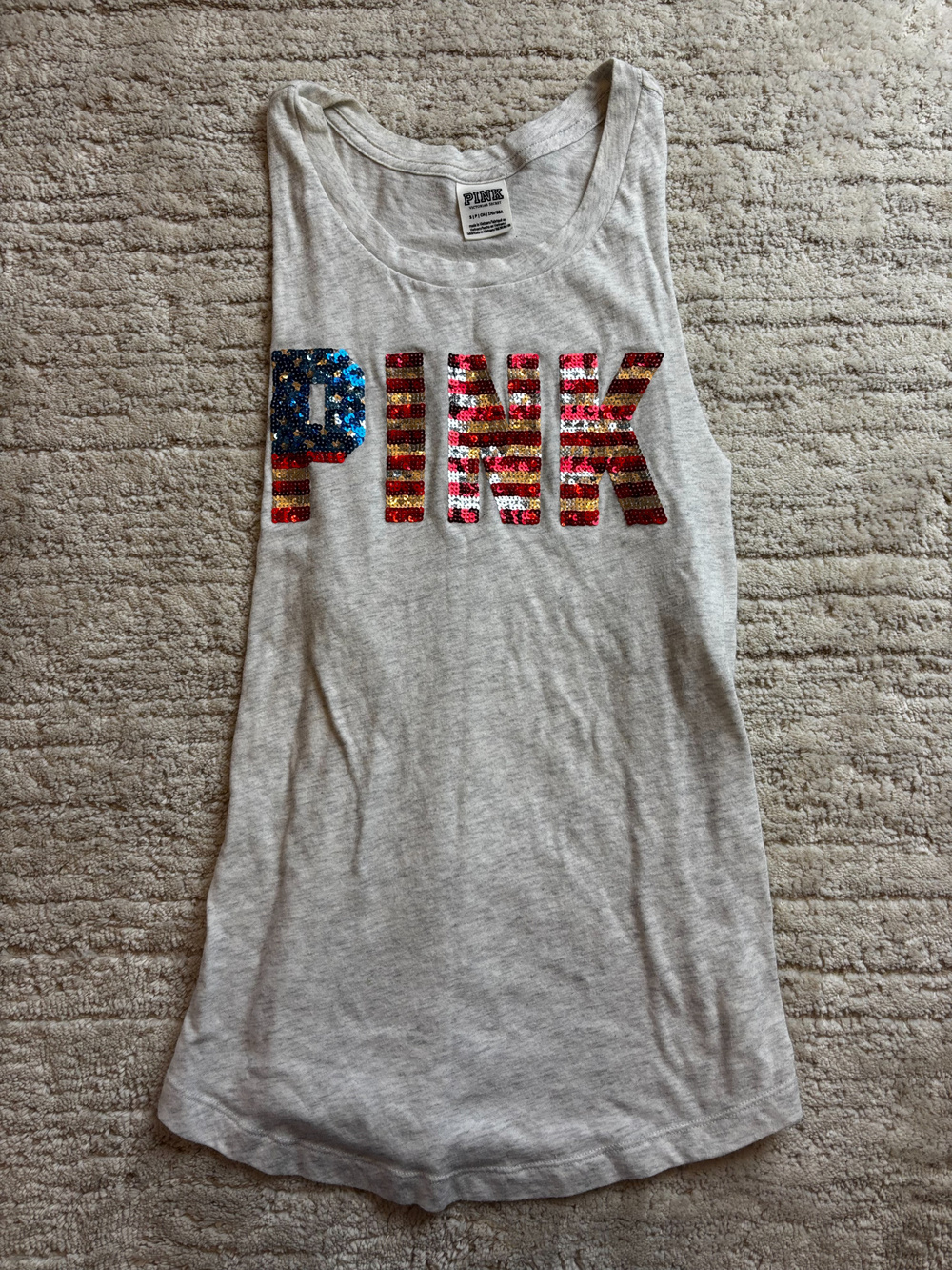 Pink Victoria's Secret Tank Top Sequin Pink American Flag Size S
